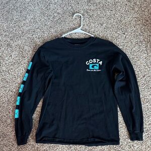 Costa Black Shirt with Blue Logo Accents